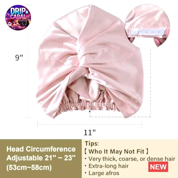 Silk Bonnet for Sleeping Hair Care Adjustable Elastic Wrap Elegant Minimal